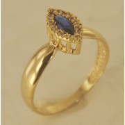Anel de Formatura em Ouro 18K Cravejada com  Brilhantes e Pedra Natural Azul